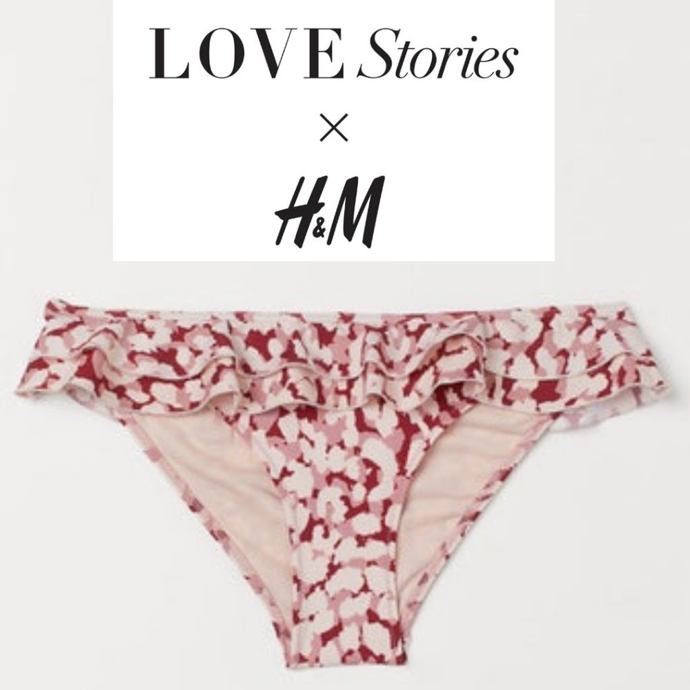 Love Stories x H&M sz8 Swim Club Bikini Bottoms Pink Ruffle Swimsuit Beach Pool